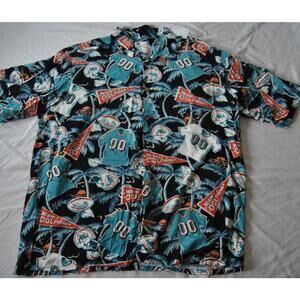 Vintage Sun & Turf Miami Dolphins NFL Hawaiian Aloha Camp Shirt X-Large